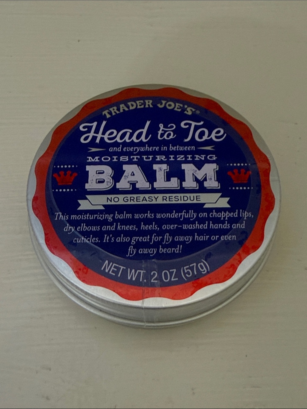 Trader Joe's Head to Toe Moisturizing Balm - Blue & Red Tin